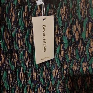 Seven Islands Green and Brown Patterned Dress